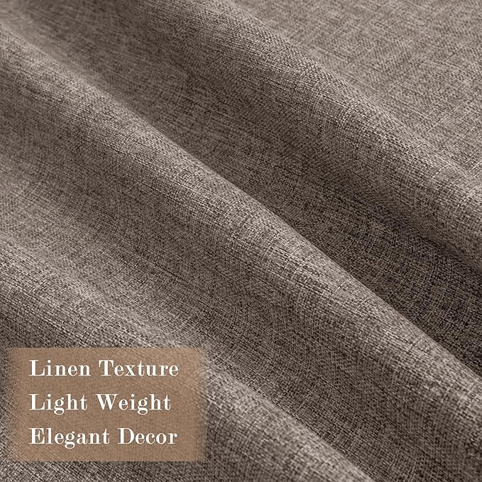 Extra Wide 100% Blackout Linen Textured Curtains - Room Dividers, W150 x L108 (1 Panel), Pinch Pleat Drapes for Living Room, Full Light Block Out Drapery for Sliding Door, Light Coffee