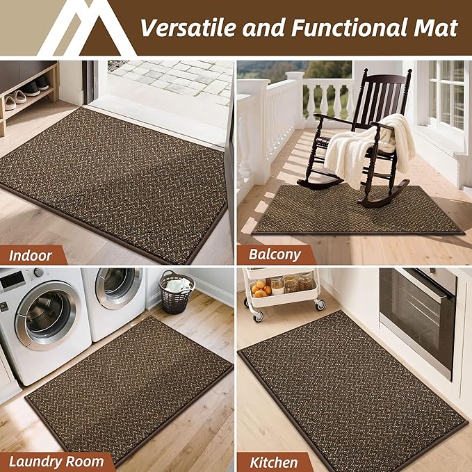COSY HOMEER-Door-Mat 36"x60" Non Slip Absorbent Entryway Rugs Dirt Trapper Doormats Washable Entrance Mats Low Pile Welcome Floor Mat for Front Back Door and Entry Mats,Brown