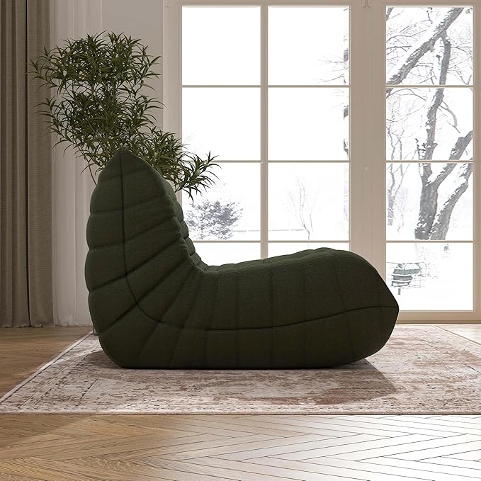 Bean Bag Chair, Fireside Chair Bean Bag Sofa Large Bean Bag Chair for Adults, Bean Bag Chairs for Teens with High Density Comfortable Foam, Memory Foam Bean Bag for Living Room, Bedroom (Green)
