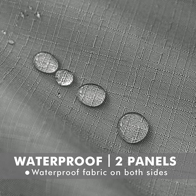 HolidayIdeas 4 Panels Linen Outdoor Curtains for Patio Waterproof Curtains 95 Inch Length-Indoor/Outdoor Curtains Weatherproof, Privacy for Pergola, Porch, Gazebo-110 Wide x 95" Long Light Grey