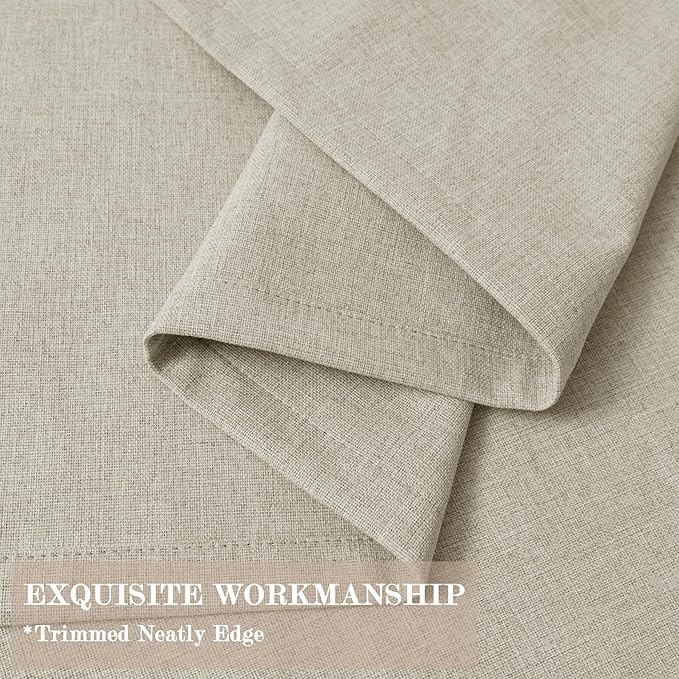 100" W x 96" L Faux Linen Room Divider Curtains, Full Blackout Pinch Pleated Drapes for Traverse Rod, Bedroom Divider Privacy Drapery with Hooks for Ceiling Track, 1 Panel, Ivory White