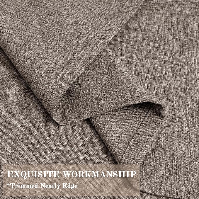 Extra Wide 100% Blackout Linen Textured Curtains - Room Dividers, W200 x L84 (1 Panel), Pinch Pleat Drapes for Living Room, Full Light Block Out Drapery for Sliding Door, Light Coffee