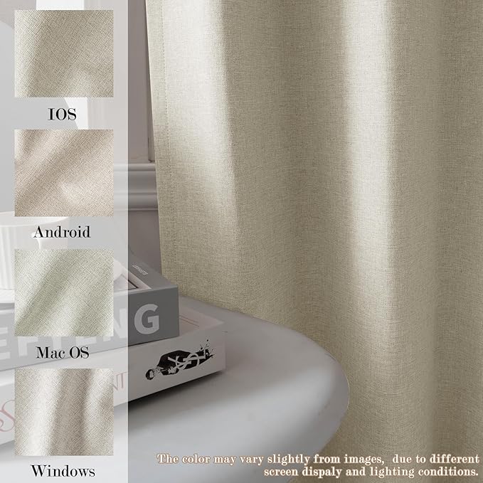 Full Blackout Privacy Curtains, 240 Inch Extra Wide Linen Blend Drapes, Pinch Pleat Window Drapery for Room Divider Storage/Space Room Separation, 1 Panel, W 240" x L 108", Ivory White