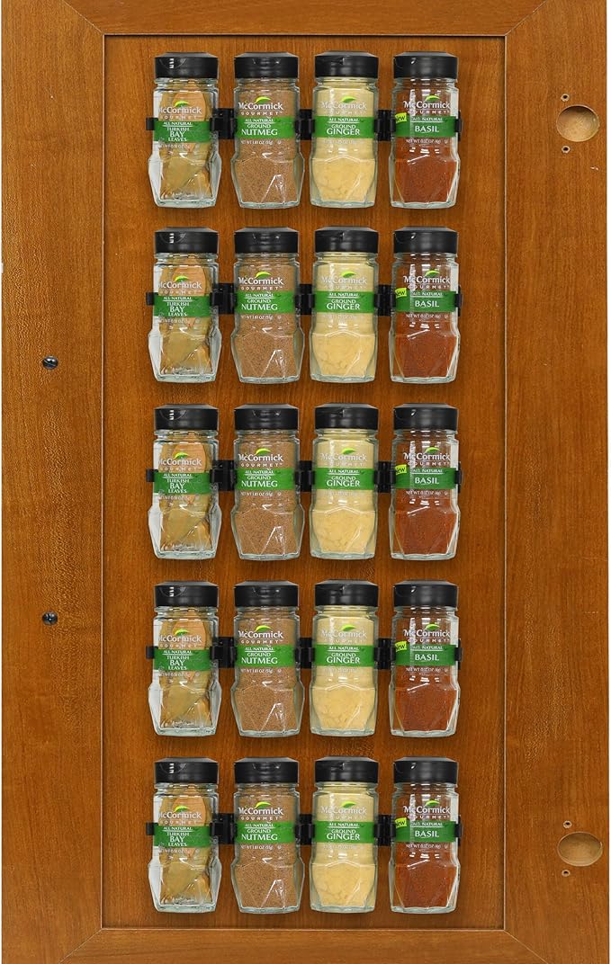 Simple Houseware 20 Spice Gripper Spice Accessories Spice Organizer- 4 Strips, Holds 20 Jars, Black