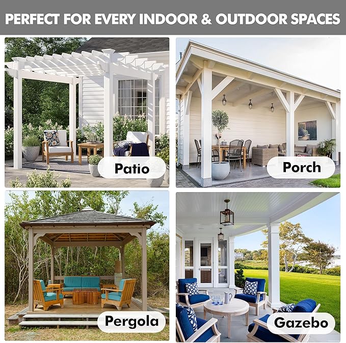HolidayIdeas Linen Outdoor Curtains for Patio 4 Panels Waterproof Taupe Outside Curtains 110"x108"-Indoor/Outdoor Gazebo Wide Curtains Weatherproof, Privacy for Pergola, Porch, Cabana, Pool