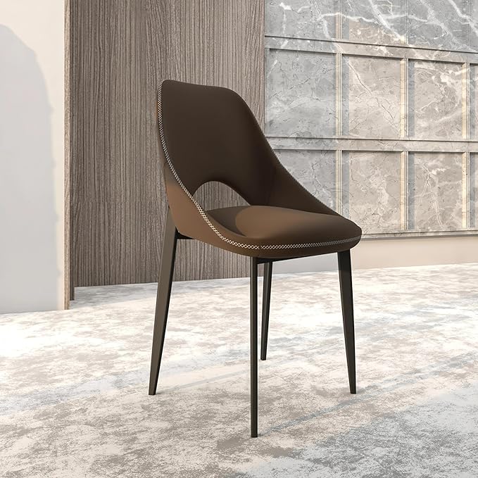 LeisureMod Amalfi Upholstered Fabric Dining Chair – Modern Side Chair with Iron Legs, Mid-Century Accent Chair for Dining Room or Kitchen