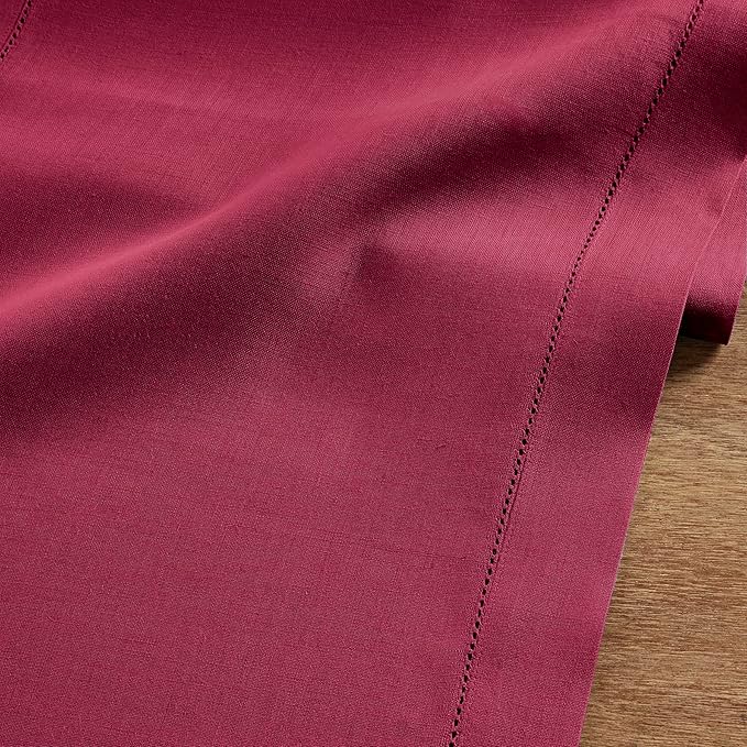 Solino Home Linen Table Runner 36 Inches - 100% Pure Linen Beet Hemstitch Table Runner 14 x 36 Inch Ideal for Dresser and Coffee Tables - Fall, Autumn, Thanksgiving - Classic Hemstitch