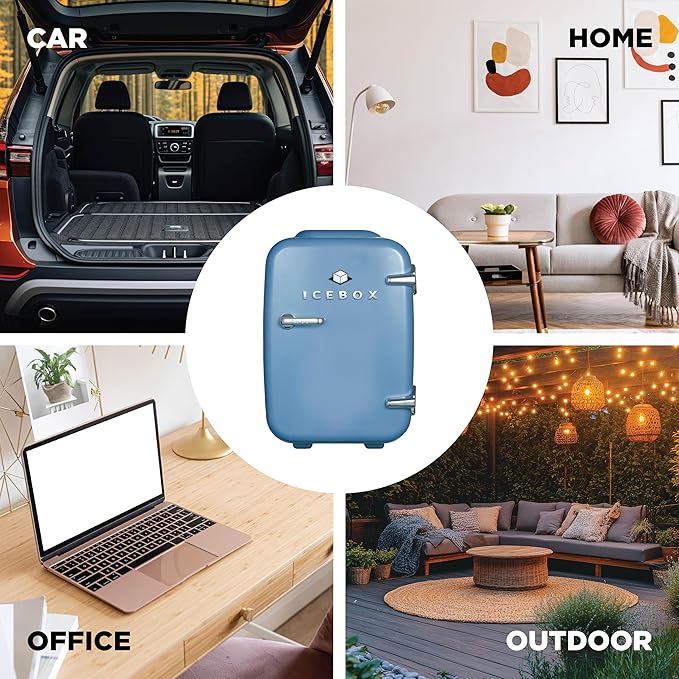 IBMF4SLT Fridge for Bedroom, Skincare, Portable Cooler & Warmer for Makeup, for Office & Home Refrigerator, Mini (4 L / 6-Can), Slate Blue