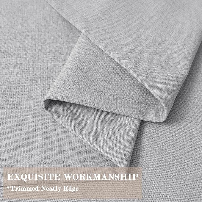 Extra Wide 100% Blackout Linen Textured Curtains - Room Dividers, W200 x L84 (1 Panel), Pinch Pleat Drapes for Living Room, Full Light Block Out Drapery for Sliding Door, Silver Grey