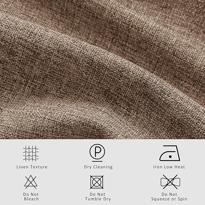 Macochico Pinch Pleated Blackout Curtains 102 Inches Long 100% Light Blocking Taupe Linen Drapes for Bedroom Living Room Farmhouse Shabby Chic Burlap Curtains with Tieback 72”Wx102”L 1 Panel