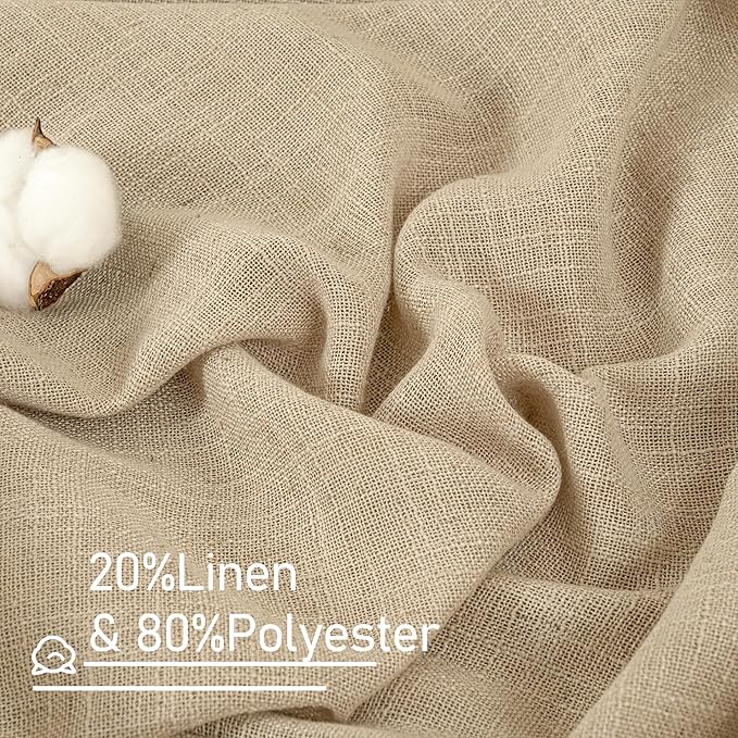 LAMIT Brown Linen Sheer Curtains 95 inch for Living Room 2 Panels, Soft Thick Light Filtering Boho Window Textured Burlap Drapes with Bronze Grommet for Bedroom Farmhouse, 52 x 95 Inch