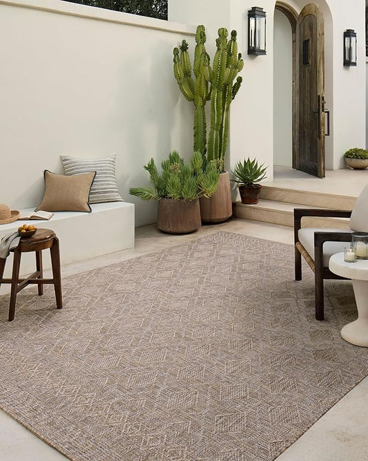 Loloi Amber Lewis Topanga Collection TOP-06 Natural/Mist 6'-7" x 9'-4" Indoor/Outdoor Area Rug