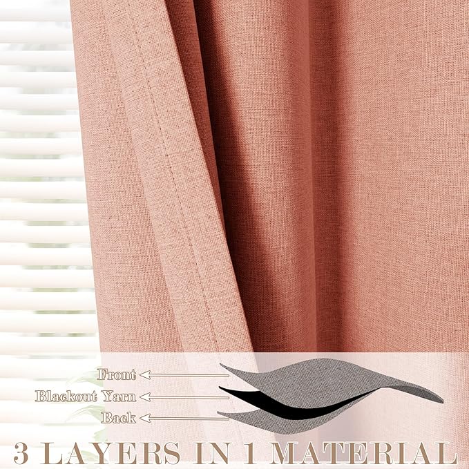 Room Divider Curtains Screen Partitions, Linen Look 100% Blackout Drapery 84 Inches Long, 120" Wide Pinch Pleated Window Drapes, Privacy Protecting, Light Blocking, (1 PC, Orange)