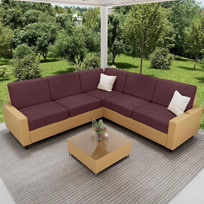 hyha Waterproof Couch Cushion Covers for Pets, Non Slip Sofa Cover for Dogs Washable, Soft Thick Stretch Jacquard Fabric, Sofa Slipcovers with Elastic Bottom (1 Piece for Backrest M, Chocolate)