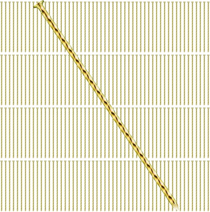 200 Pcs Metal Nails 8 Inch Artificial Spikes Galvanized Spiral Landscape Stakes Edging Spikes Garden Stakes for Fake Landscaping Grass Ground Lawn(Gold)