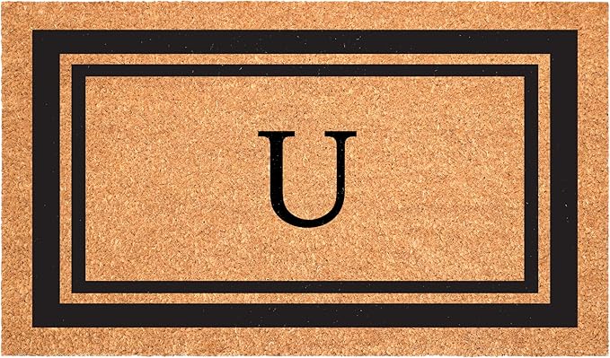 Calloway Mills 152963048U Black Border 30" x 48" Monogram Doormat Letter (U)