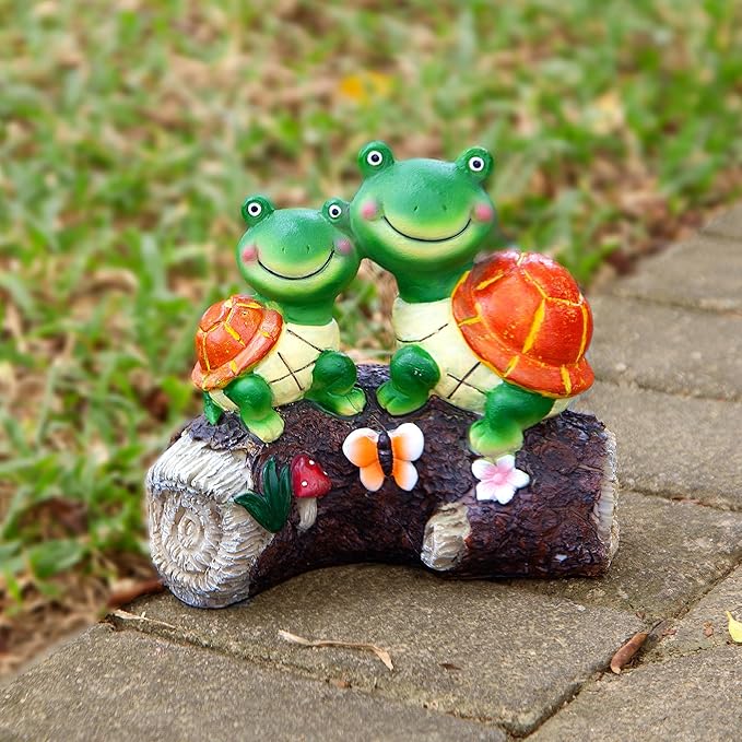 Malister Garden Turtle Figurines Outdoor Decor - Outdoor Statues with Solar LEDs for Patio Decor, Spring Summer Fall, Garden Art Outdoor Lawn Yard Art Gift, Statue Housewarming Gifts