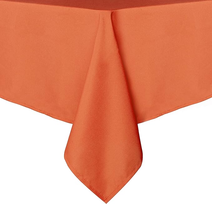sancua Square Tablecloth - 54 x 54 Inch - Stain and Wrinkle Resistant Washable Polyester Table Cloth, Decorative Fabric Table Cover for Dining Tables, Buffet Parties and Camping, Orange