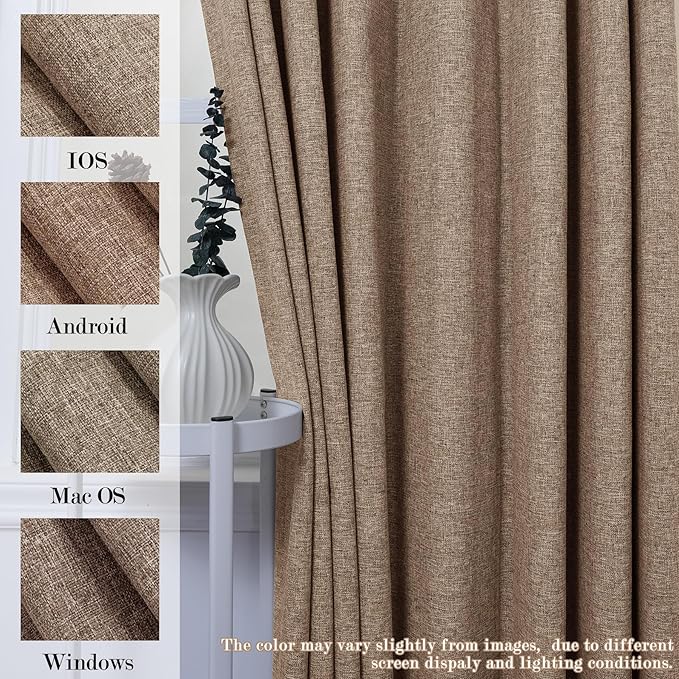 Room Divider Curtains Screen Partitions, Linen Look 100% Blackout Drapery 84 Inches Long, 120" Wide Pinch Pleated Window Drapes, Privacy Protecting, Light Blocking, (1 PC, Taupe)