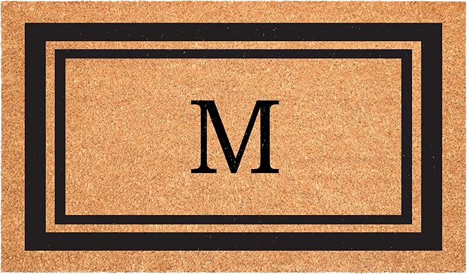 Calloway Mills 152962448 Black Border 24" x 48" Monogram Doormat (Letter M)