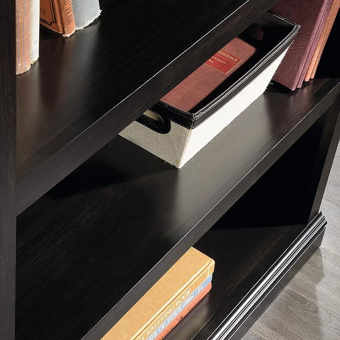 Sauder 3 Tier Book Shelf Wooden Bookcase Multipurpose Bookshelf for Home Office, Living Room, in Estate Black
