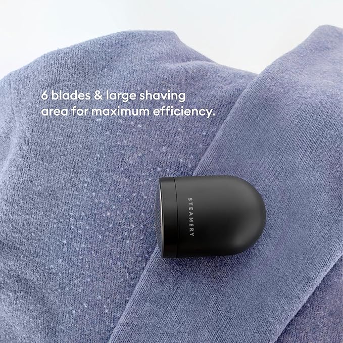 Steamery Fabric Shaver Pilo 2, Removes Lint and Pilling from Clothes and Textiles, Rechargeable Lint Remover with USB, Black