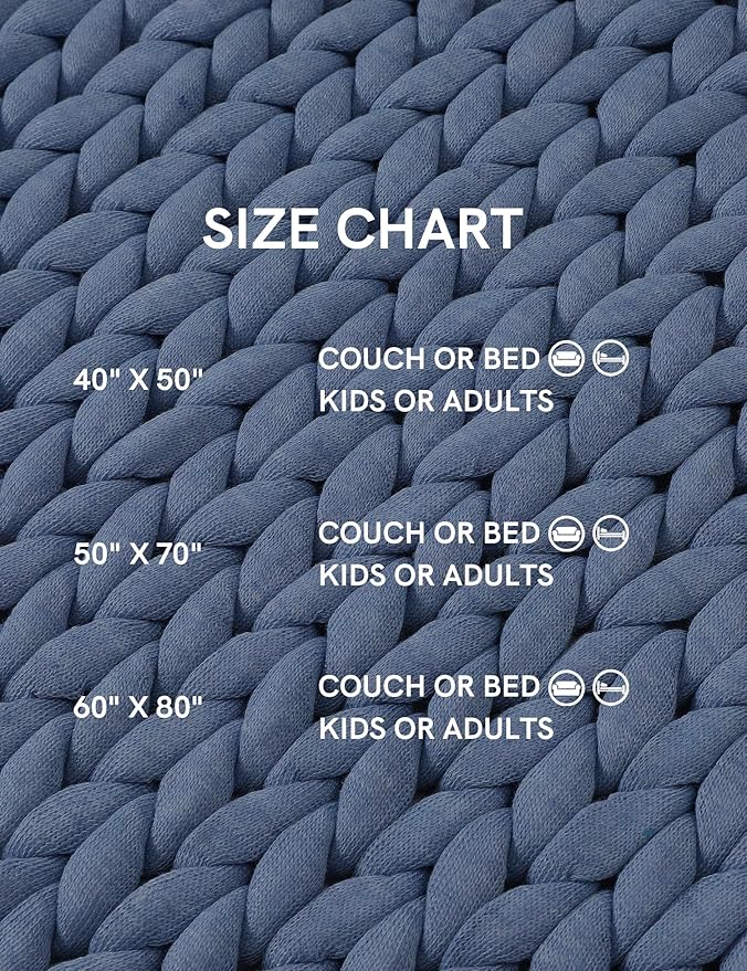 YnM Chunky Throw Blanket, Medium-Weight, Hand Knitted, Skin Friendly, Ventilated and Breathable, Machine Washable, Home Décor Piece for Couch, Sofa and Bed (Cerulean Blue, 60x80 Inch)