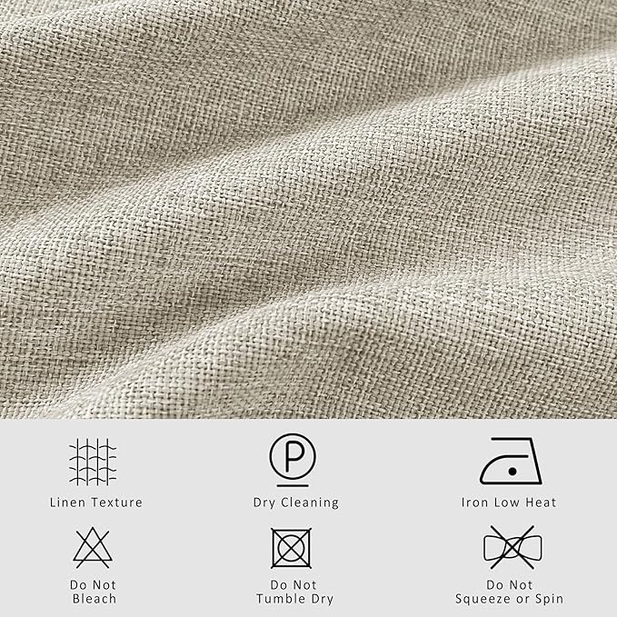 Macochico Pinch Pleated 100% Blackout Curtains Ivory White Linen Curtains for Bedroom Living Room Farmhouse Thermal Insulated Window Panels Pleated Curtains with Hooks and Tieback 52”Wx72”L 1 Panel