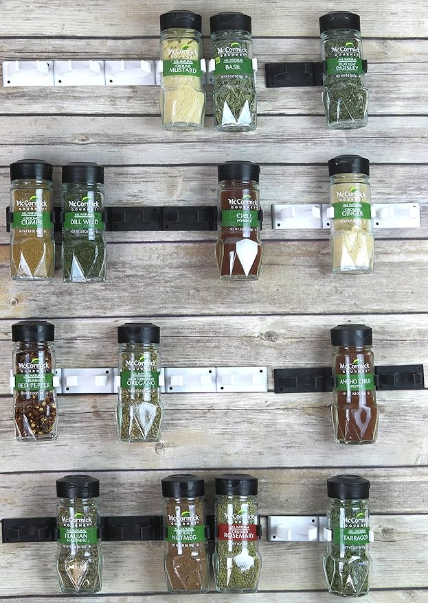 Simple Houseware 30 Spice Gripper Cabinet Holder - 6 Strips, Holds 30 Jars
