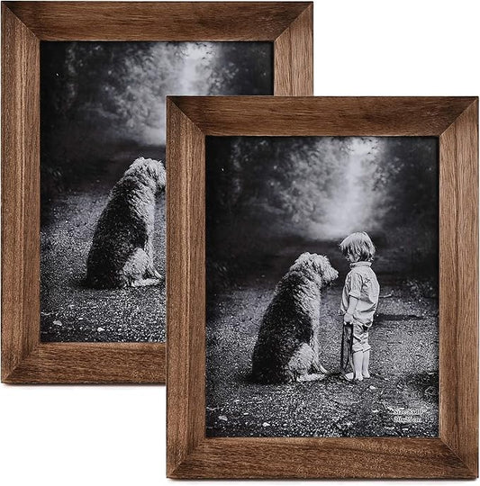 Yaetm-8x10 Picture Frame, Natural Solid Wood Photo Frame Display for Tabletop And Wall High Definition Glass Carbonized Black(2 pack)