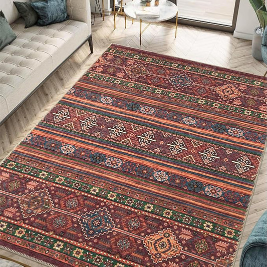 Keen Home Design 9x12 Rug - Machine Washable Area Rug with Non-Slip Backing, Ideal for Living Room, Dining Room, Bedroom - Vintage, Easy Clean, Durable, Low Pile Rug - (9' x 12')