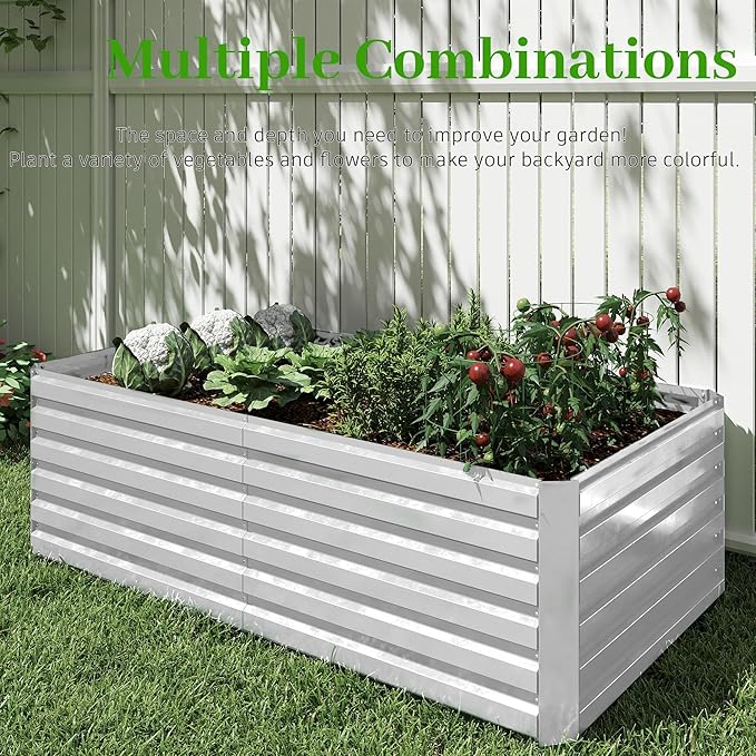8x4x2 ft Outdoor Raised Garden Bed, Large Metal Planter Raised Beds, Planters for Outdoor Plants for Vegetables, Flowers, Herbs, Fruits, and Succulents.(2 Pcs)