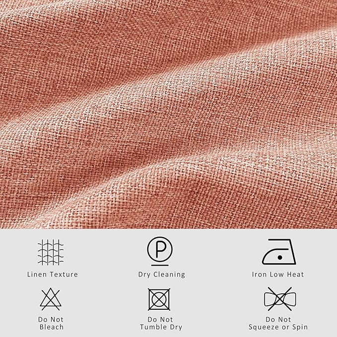 Macochico Extra Wide Full Blackout Linen Curtains for Sliding Door Orange Pinch Pleated Linen Curtains 96 Inches Long for Bedroom Living Room Farmhouse with Tieback 120”Wx96”L 1 Panel