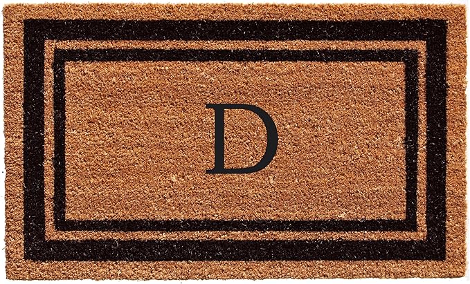 Calloway Mills 152963672D Black Border 36" x 72" Monogram Doormat Letter (D)
