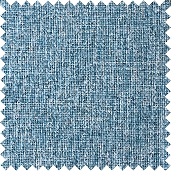 Macochico 100”Wx96”L Pinch Pleated 100% Blackout Linen Curtains Thermal Sliding Curtains for Bedroom Living Room Sliding Glass Door Farmhouse Shabby Chic Blue Drapery with Tieback 1 Panel