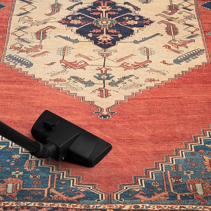 Keen Home Design 4x6 Rug - Machine Washable Area Rug with Non-Slip Backing, Ideal for Living Room, Dining Room, Bedroom - Vintage, Easy Clean, Durable, Low Pile Rug - (4' x 6')