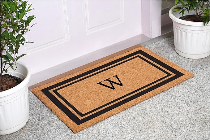 Calloway Mills 152962448 Black Border 24" x 48" Monogram Doormat (Letter W)
