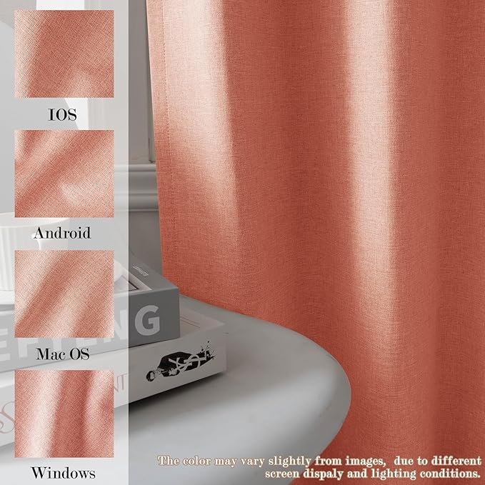 Room Divider Curtains Screen Partitions, Linen Look 100% Blackout Drapery 108 Inches Long, 100" Wide Pinch Pleated Window Drapes, Privacy Protecting, Light Blocking, (1 PC, Orange)