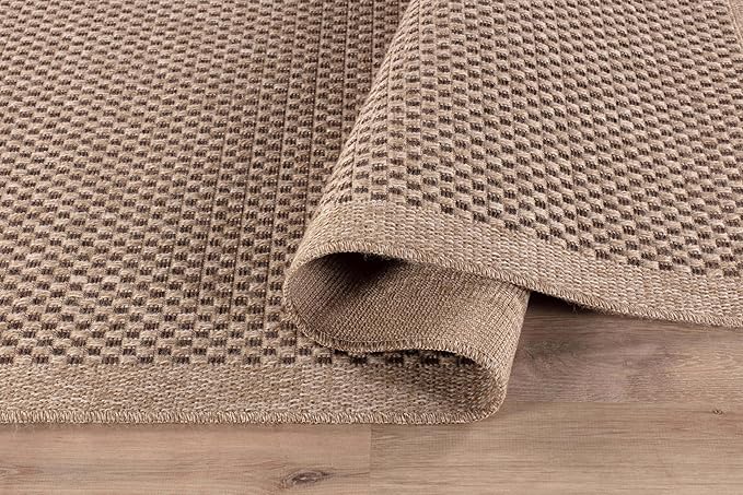 CAMILSON Easy Jute Round Rug 6ft Indoor Outdoor Natural Color Fiber Area Rugs for Living Room Patio and Kitchen Rug, Sisal Boho Woven Design Easy-Cleaning Washable Outside Carpet Alfombras (6 Round)