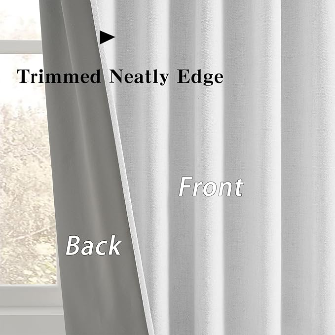 RAIN CITY Snow White Window Curtains 120 Inches Long Room Darkening Privacy Curtains for Living Room Blackout Hook Drapes Back Tab 2 Panels 120 Length
