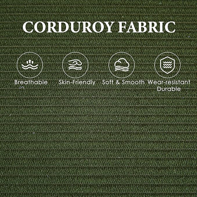 URRED Modular Sectional Sofa Comfy Cloud Couch, Modern Corduroy Sofa Sleeper Deep Seat Couches with Ottoman/Pillows for Living Room (Green, 117''- L Shape)