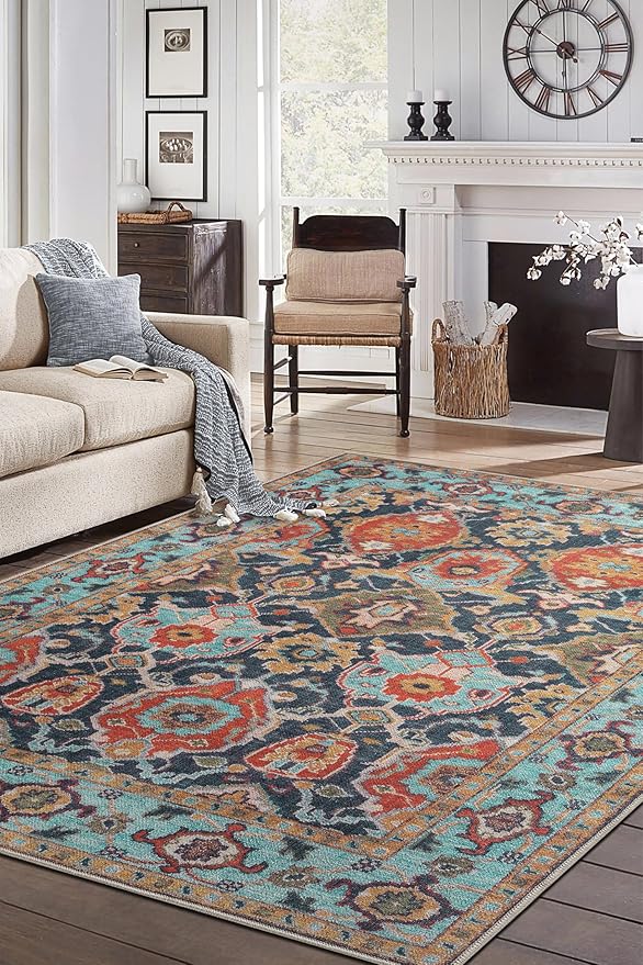 Keen Home Design 3x5 Rug - Machine Washable Entry Rug with Non-Slip Backing, Ideal for Enteryway, Kitchen, Bathroom, Laundry Room - Vintage, Easy Clean, Durable, Low Pile Rug - (3' x 5')