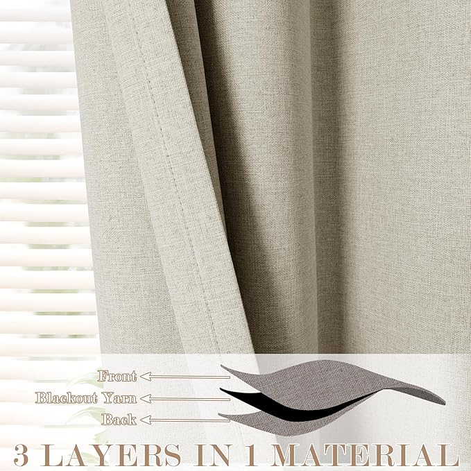 Full Blackout Privacy Curtains, 240 Inch Extra Wide Linen Blend Drapes, Pinch Pleat Window Drapery for Room Divider Storage/Space Room Separation, 1 Panel, W 240" x L 102", Ivory White
