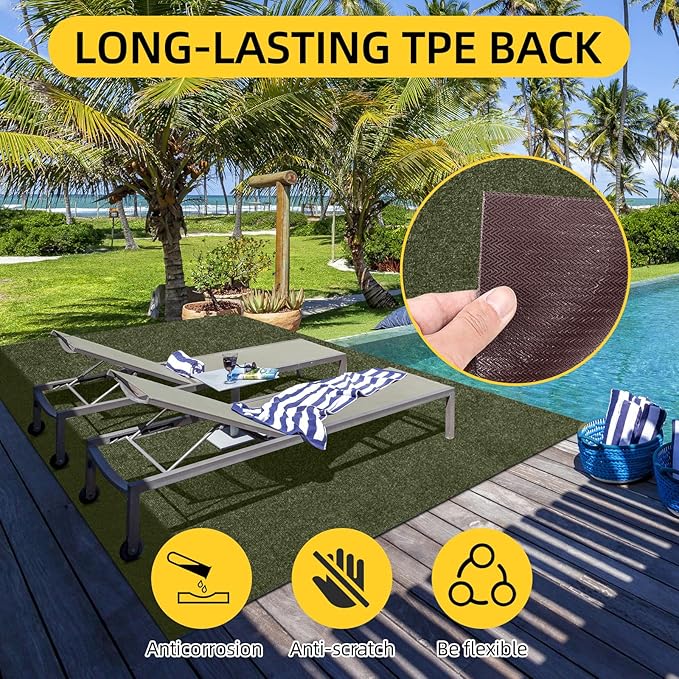 Marine Carpet,6 FT x 18 FT Olive Green Indoor Outdoor Carpet 0.2" Thick with Water-Proof TPE Backing, Non-Slide for Home, Patio, Porch, Deck