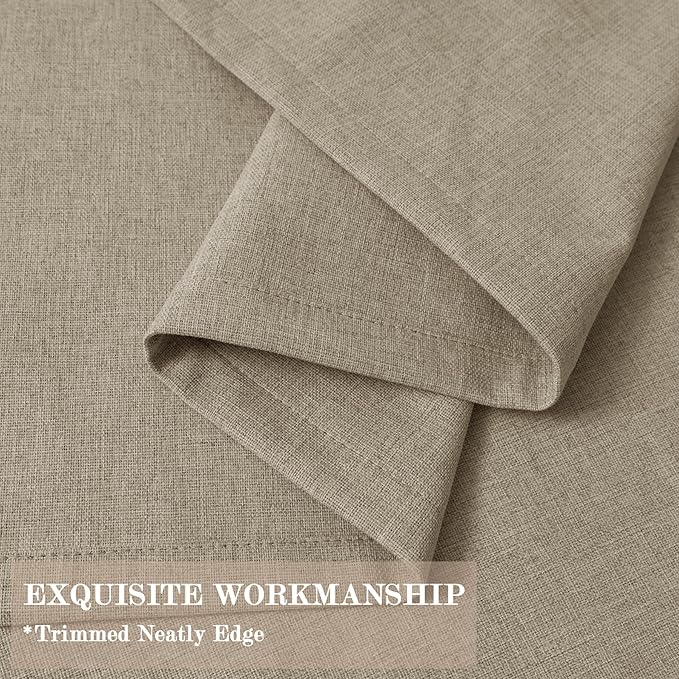 Light Khaki Pinch Pleat 100% Blackout Drapes Linen Blend, Room Divider, Room Darkening, Energy Saving, Furniture Protecting, Light Blocking Extra Wide Privacy Curtains, 200Wx102L, 1 PC