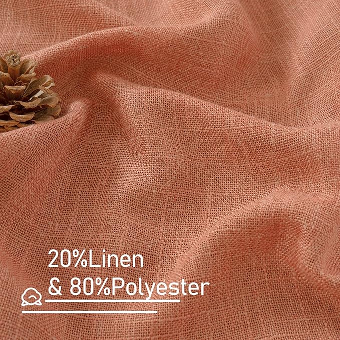 LAMIT Extra Long Linen Curtains 108 inch Long for Living Room, Light Filtering Bronze Grommet Window Textured Semi Sheer Drapes for Bedroom Farmhouse, 2 Panels, 52 x 108 Inch, Terracotta