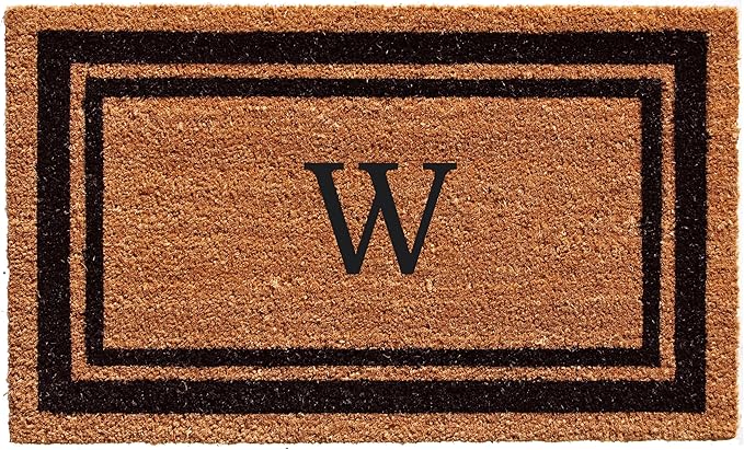 Calloway Mills 152963672W Black Border 36" x 72" Monogram Doormat Letter (W)