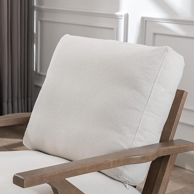 chairus Mid Century Accent Armchairs Modern Upholstered Lounge Chairs Compfy Leisure Arm Chairs for Living Room Fireplace/Bedroom/Reception/Dorms, Set of 2, Linen Fabric White