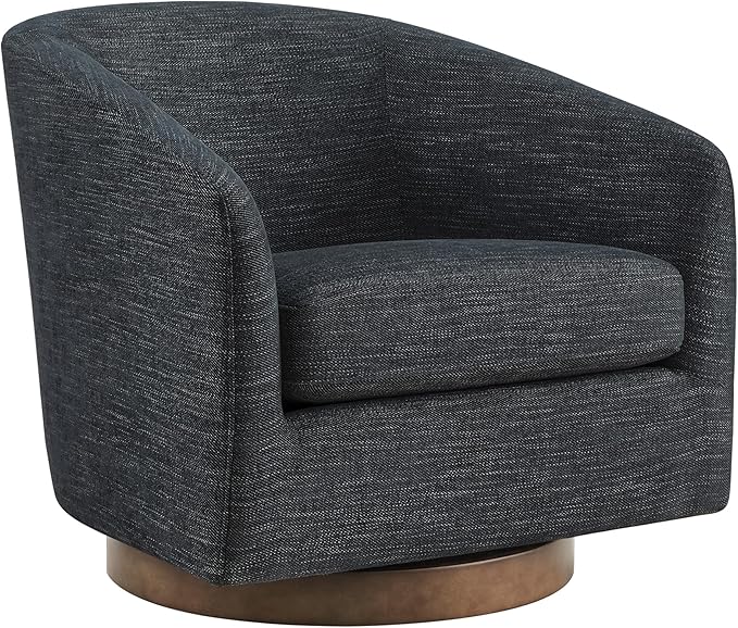 CHITA Swivel Accent Chair Set of 2, FSC Certified Upholstered Fabric Barrel Chair for Living Room, Fully Assembled, Midnight