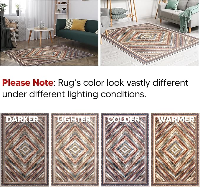 Keen Home Design 2x7 Rug - Machine Washable Runner Rug with Non-Slip Backing, Ideal for Hallway, Entryway, Kitchen, Laundry Room - Vintage, Easy Clean, Durable, Low Pile Rug - (2'6" x 7')